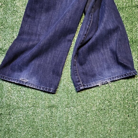 7 For All Mankind Carsen Jeans Men 33x32 Blue Relax Straight Stretch Distressed - Picture 5 of 8